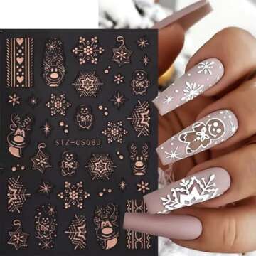 Charming Christmas Nail Art Stickers for Festive Decor