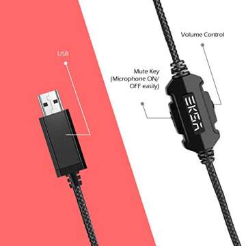 EKSA E1000 Gaming Headset - 7.1 Surround Sound, Noise Canceling Mic & RGB Light