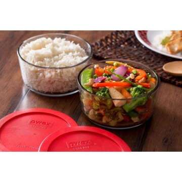Versatile 4-Cup Pyrex Glass Storage Dish Set with Red Lids (Pack of 2)