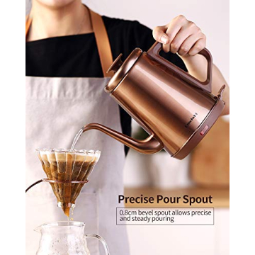 DmofwHi Gooseneck Electric Kettle 1000W - Copper Finish