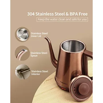 DmofwHi Gooseneck Electric Kettle 1000W - Copper Finish