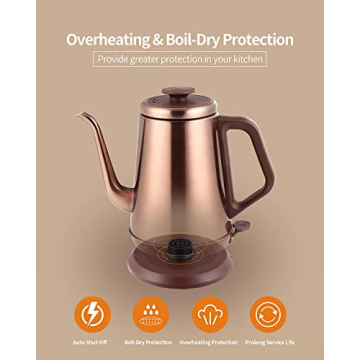 DmofwHi Gooseneck Electric Kettle 1000W - Copper Finish