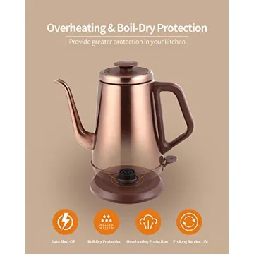 DmofwHi Gooseneck Electric Kettle 1000W - Copper Finish
