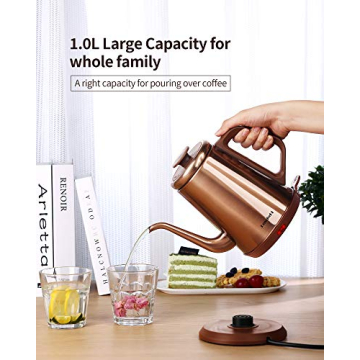 DmofwHi Gooseneck Electric Kettle 1000W - Copper Finish