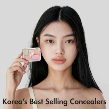 LUNA Conceal Blender Palette 5-in-1 Color Correcting and Concealing Makeup with Beige, Green, Vanila, Medium Peach and Pure Bright Buildable Coverage for Redness, Dark Circles and Blemishes