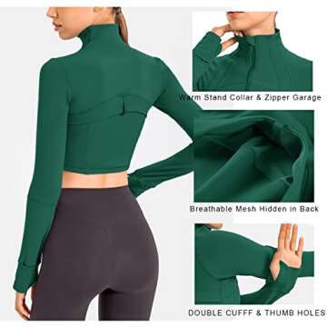 KTILG Women's Stylish Lightweight Cropped Workout Jacket