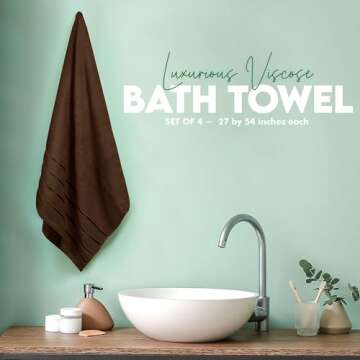 Utopia Towels Premium Viscose Oversized Bath Towels Set, Ring Spun Cotton Highly Absorbent, Quick Drying Shower Towels for Bathroom, Spa, Hotel and Gym