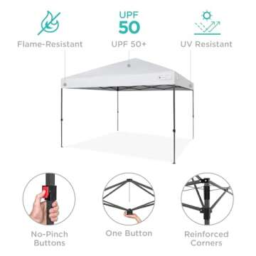 Best Choice Products 12x12ft 1-Person Setup Pop Up Canopy Tent Instant Portable Shelter w/ 1-Button Push, Case, 4 Weight Bags - White