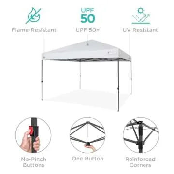 Best Choice Products 12x12ft 1-Person Setup Pop Up Canopy Tent Instant Portable Shelter w/ 1-Button Push, Case, 4 Weight Bags - White