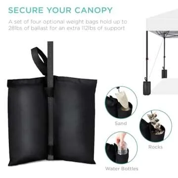 Best Choice Products 12x12ft 1-Person Setup Pop Up Canopy Tent Instant Portable Shelter w/ 1-Button Push, Case, 4 Weight Bags - White