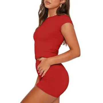 SAMPEEL Two Piece Set for Women Summer Fashion Red XL