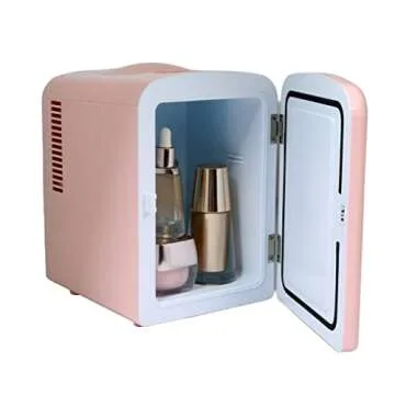 FRIGIDAIRE Mini Portable Compact Personal Fridge Cools & Heats, 4 Liter Capacity Chills Six 12 oz Cans, 100% Freon-Free & Eco Friendly, Includes Plugs for Home Outlet & 12V Car Charger - Pink