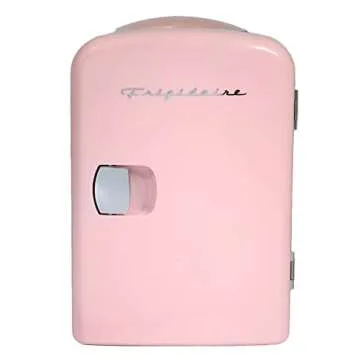 FRIGIDAIRE Mini Portable Compact Personal Fridge Cools & Heats, 4 Liter Capacity Chills Six 12 oz Cans, 100% Freon-Free & Eco Friendly, Includes Plugs for Home Outlet & 12V Car Charger - Pink
