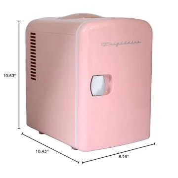 FRIGIDAIRE Mini Portable Compact Personal Fridge Cools & Heats, 4 Liter Capacity Chills Six 12 oz Cans, 100% Freon-Free & Eco Friendly, Includes Plugs for Home Outlet & 12V Car Charger - Pink