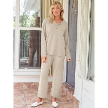 LILLUSORY Women's Oversized Knit Lounge Set - Cozy & Stylish