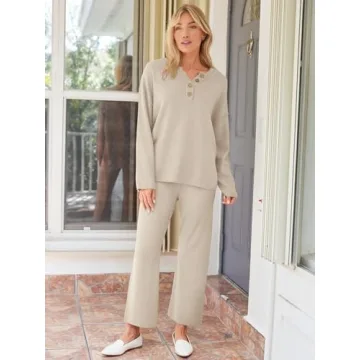 LILLUSORY Women's Oversized Knit Lounge Set - Cozy & Stylish