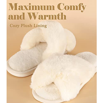 Soft Cozy Plush Fuzzy House Slippers for Women