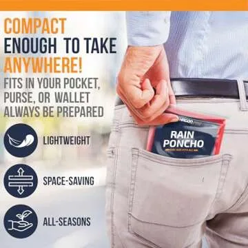 Hagon PRO Disposable Rain Ponchos for Adults (5 Pack)