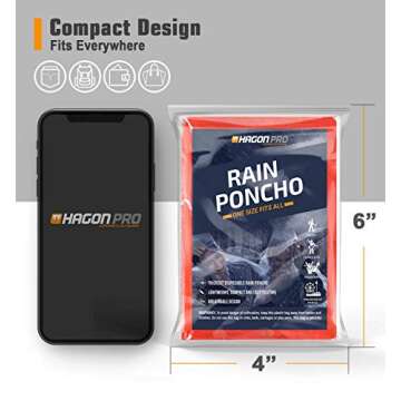 Hagon PRO Disposable Rain Ponchos for Adults (5 Pack)