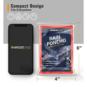 Hagon PRO Disposable Rain Ponchos for Adults (5 Pack)