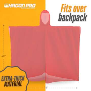 Hagon PRO Disposable Rain Ponchos for Adults (5 Pack)