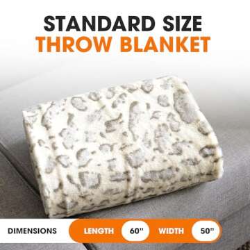 Cheer Collection Animal Print Faux Fur Blanket - Luxurious Fluffy Blankets for Couch & Bed - Machine Washable - 50" x 60" inches - Snow Leopard