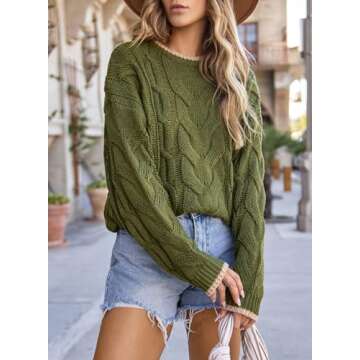 EVALESS Womens Casual Crewneck Sweaters Trendy Long Sleeve Color Block Sweater Tops for Women Fall 2...