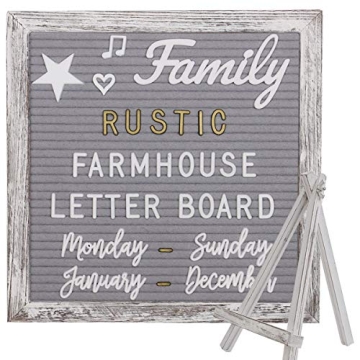 Rustic Felt Letter Board 10x10in Changeable Letter Board Sign with Precut Letters, Gray Felt Message...