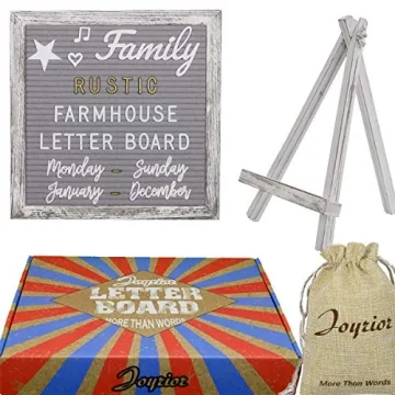 Rustic Felt Letter Board 10x10in Changeable Letter Board Sign with Precut Letters, Gray Felt Message Board with Farmhouse Wooden Frame, Baby Announcement Sign, Pregnancy Milestones Room Office Decor