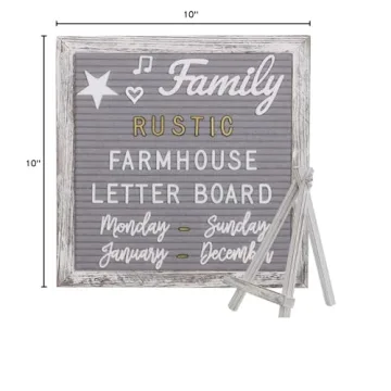 Rustic Felt Letter Board 10x10in Changeable Letter Board Sign with Precut Letters, Gray Felt Message Board with Farmhouse Wooden Frame, Baby Announcement Sign, Pregnancy Milestones Room Office Decor