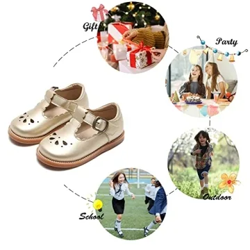 Stylish Gold Mary Jane Shoes for Toddler Girls