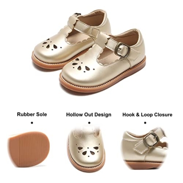 Stylish Gold Mary Jane Shoes for Toddler Girls