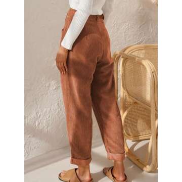 EVALESS Women's Pants Casual High Waisted Straight Leg Corduroy Pants for Women 2024 Trendy Loose Co...