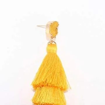 LEGITTA Yellow Tassel Earrings for Fashion-Forward Women