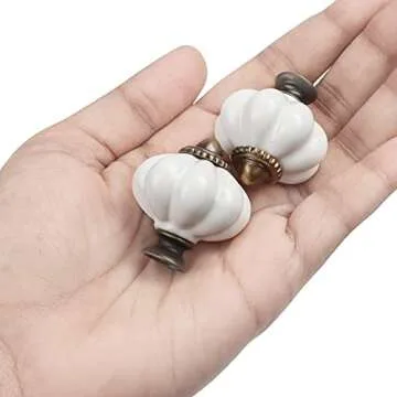 8 Piece Cream White Ceramic Effect Cupboard Handles Set by Kurtzy - Vintage Antique Effect Cabinet Knobs Cabinet Pulls Drawer Knob Door Handle Set Ideal for Home Interior Kitchen Bathroom or Barn