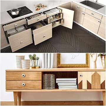 8 Piece Cream White Ceramic Effect Cupboard Handles Set by Kurtzy - Vintage Antique Effect Cabinet Knobs Cabinet Pulls Drawer Knob Door Handle Set Ideal for Home Interior Kitchen Bathroom or Barn