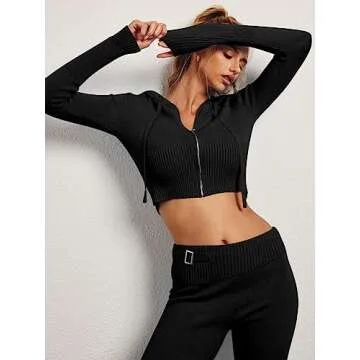 LILLUSORY 2 Two Piece Sets Women 2025 Fall Fashion Casual Trendy Sexy Y5K Clothes Sweatsuit Sweat Suit Matching Loungewear Lounge Pants Hoodies Sweater Outfits Clothing