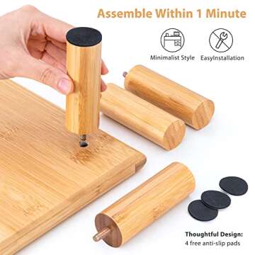 ROCDEER Bamboo Dual Monitor Shelf, Monitor Stand Riser with Underneath Storage for Desk Office Supplies, Supports Heavy TV up to 300 lbs, Natural