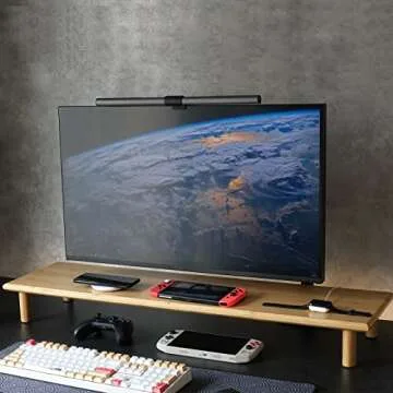 ROCDEER Bamboo Dual Monitor Shelf, Monitor Stand Riser with Underneath Storage for Desk Office Supplies, Supports Heavy TV up to 300 lbs, Natural