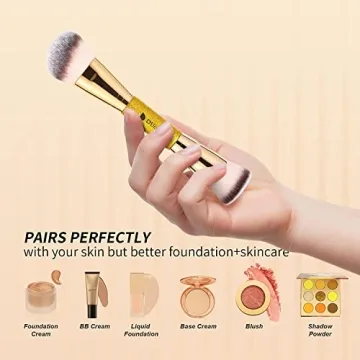 DUcare Foundation Brush Contour Bronzer Makeup Brush Double Ended Self Tanner Brush Sculpting Brush for Blending Liquid Powder Concealer Cream Cosmetics Blush Buffe