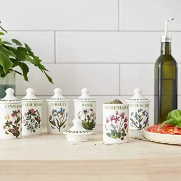 Portmeirion Botanical Spice Jars Set with Labels