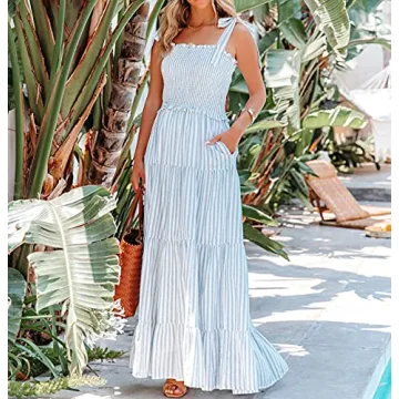 R.Vivimos Summer Cotton Boho Dress with Pockets