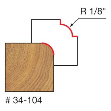 Freud 34-104 Premium 1/8" Radius Rounding Over Bit for Woodworking