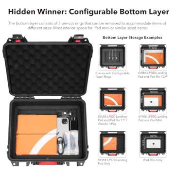 SYMIK P330-MMDL Dual Layer Mini 4 Pro Case, Waterproof Hard Carrying Case for DJI Mini 4 Pro/Mini 3/Mini 3 Pro Fly More Combo, Fits DJI RC 2/RC, RC-N2/N1, Charger Hub, Tablet Holder, Landing Pad, iPad
