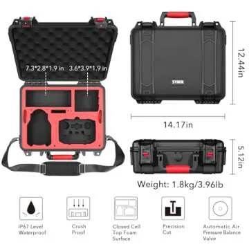 SYMIK P330-MMDL Dual Layer Mini 4 Pro Case, Waterproof Hard Carrying Case for DJI Mini 4 Pro/Mini 3/Mini 3 Pro Fly More Combo, Fits DJI RC 2/RC, RC-N2/N1, Charger Hub, Tablet Holder, Landing Pad, iPad