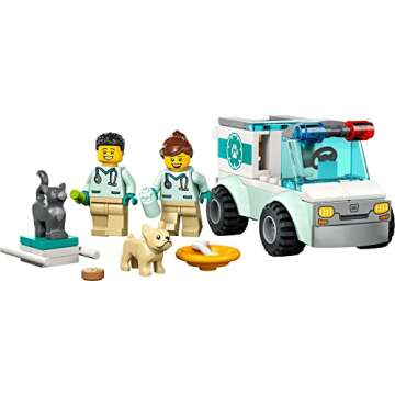 LEGO City Vet Van Rescue 60382, Toy Animal Ambulance, Learning Toy Playset for Kids 4 Plus Years Old with 2 Veterinary Minifigures, Dog & Cat Figures