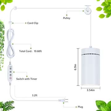 HMVPL Hanging Grow Light for Indoor Plants Full Spectrum