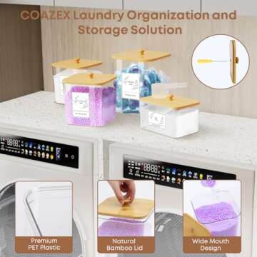 COAZEX Clear Laundry Pods Container & Dryer Sheet Holder