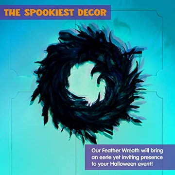 JOYIN Natural Feathers Wreath for Elegant Halloween Decor