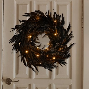 JOYIN Natural Feathers Wreath for Elegant Halloween Decor